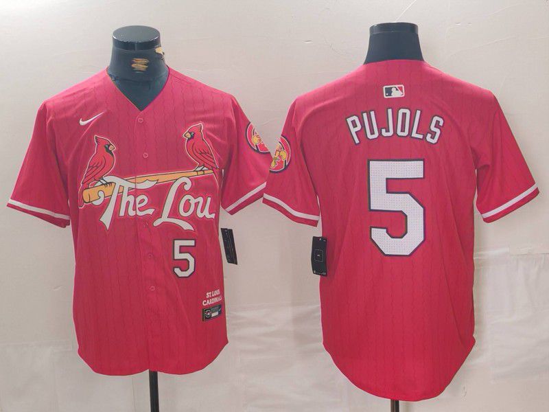 Men St.Louis Cardinals 5 Pujols Red City Edition 2024 Nike MLB Jersey style 1